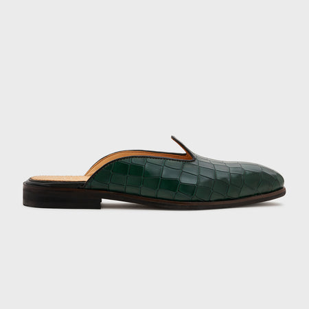 Nagra Slip | Forest Green Croco Leather