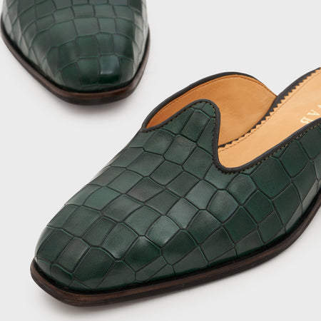 Nagra Slip | Forest Green Croco Leather