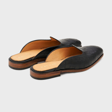 Nagra Slip | Midnight Black Croco Leather