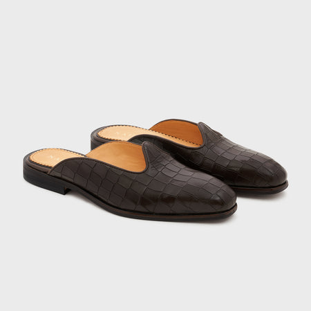 Nagra Slip | Wood Brown Croco Leather