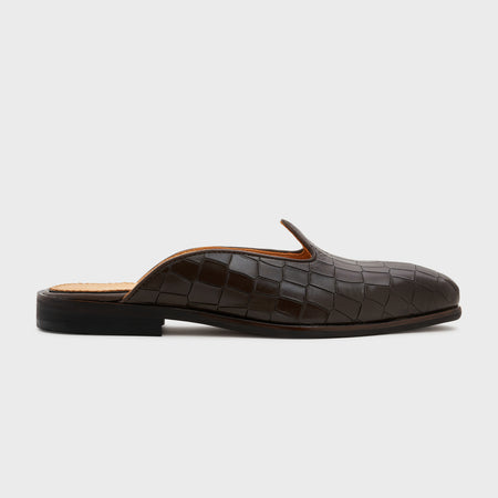 Nagra Slip | Wood Brown Croco Leather