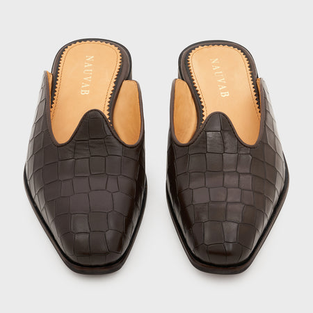 Nagra Slip | Wood Brown Croco Leather