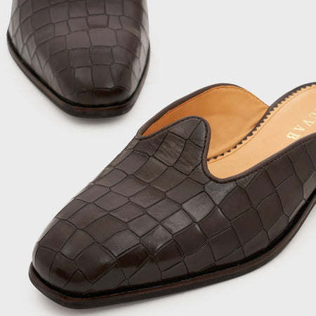 Nagra Slip | Wood Brown Croco Leather