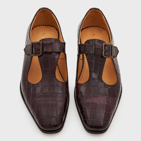 Nyaya | Deep Wine Croco Leather