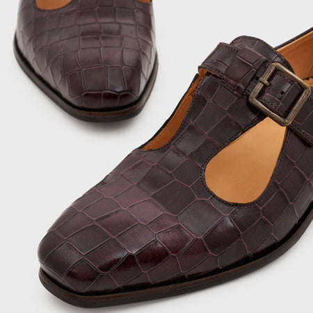 Nyaya | Deep Wine Croco Leather