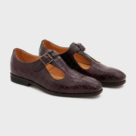 Nyaya | Deep Wine Croco Leather
