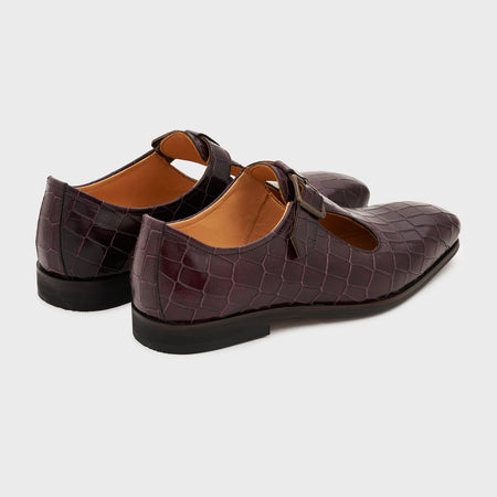 Nyaya | Deep Wine Croco Leather