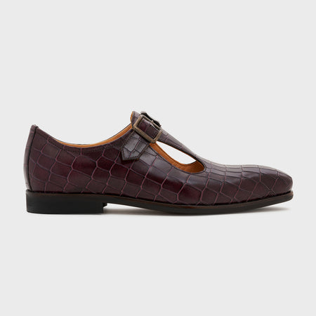 Nyaya | Deep Wine Croco Leather