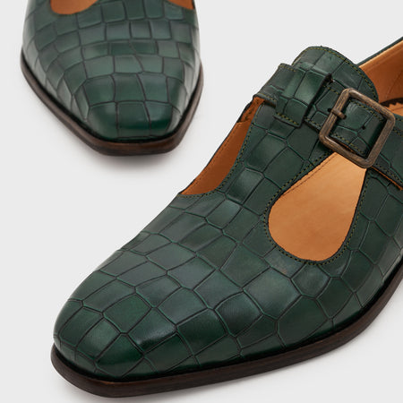Nyaya | Forest Green Croco Leather