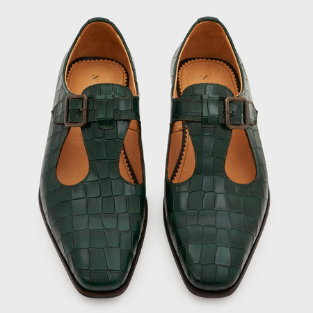 Nyaya | Forest Green Croco Leather
