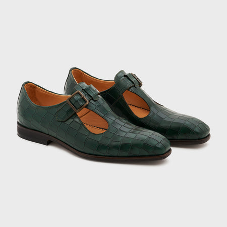 Nyaya | Forest Green Croco Leather
