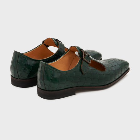 Nyaya | Forest Green Croco Leather