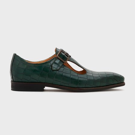 Nyaya | Forest Green Croco Leather