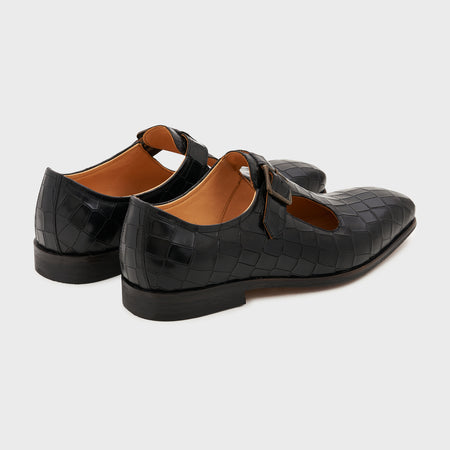 Nyaya | Midnight Black Croco Leather