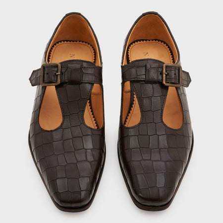Nyaya | Wood Brown Croco Leather