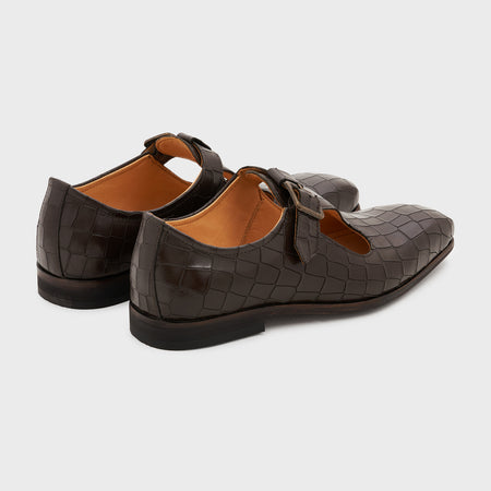 Nyaya | Wood Brown Croco Leather