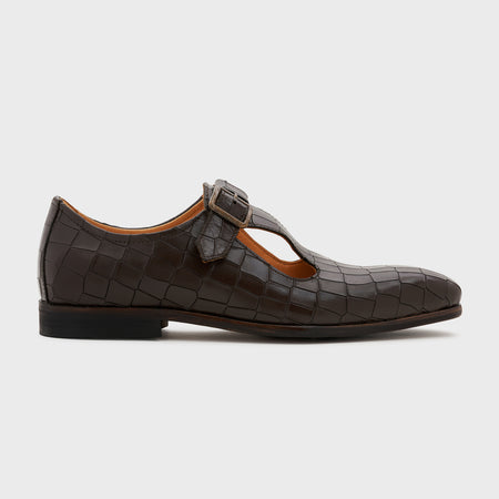Nyaya | Wood Brown Croco Leather