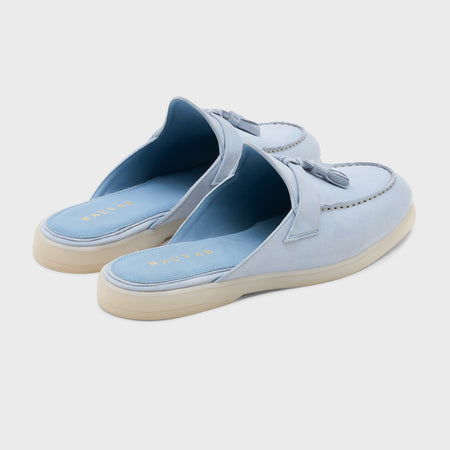 Nagra Mule Tassel | Aqua Suede