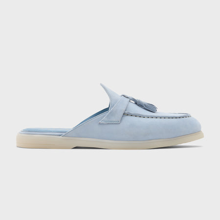 Nagra Mule Tassel | Aqua Suede
