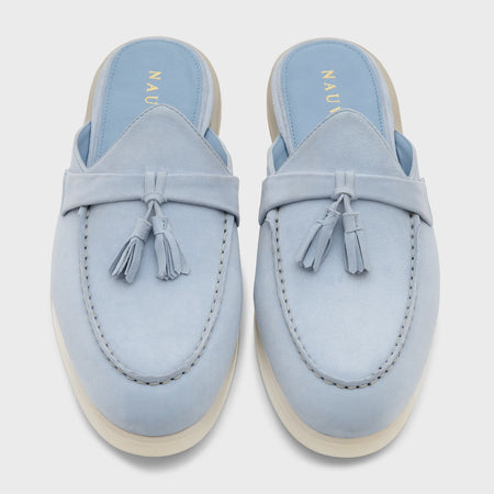 Nagra Mule Tassel | Aqua Suede