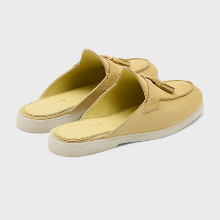 Nagra Mule Tassel | Lemon Yellow Suede