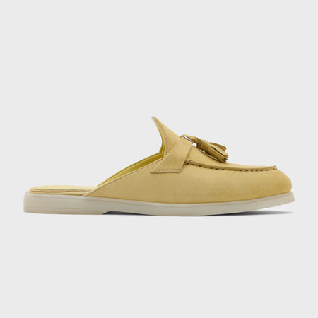 Nagra Mule Tassel | Lemon Yellow Suede
