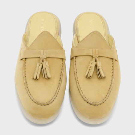 Nagra Mule Tassel | Lemon Yellow Suede