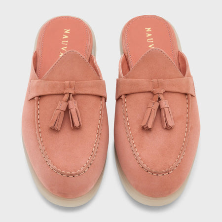 Nagra Mule Tassel | Peach Suede