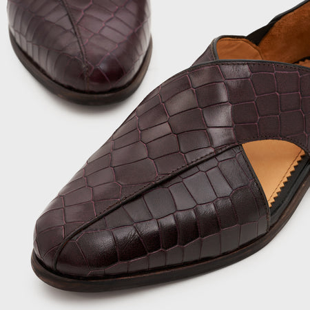 Peshauri 2.0 | Deep Wine Croco Leather