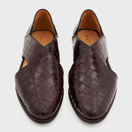 Peshauri 2.0 | Deep Wine Croco Leather