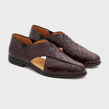 Peshauri 2.0 | Deep Wine Croco Leather