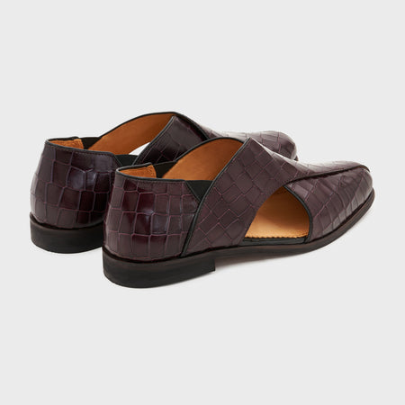 Peshauri 2.0 | Deep Wine Croco Leather