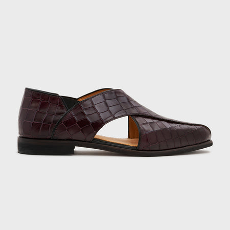 Peshauri 2.0 | Deep Wine Croco Leather