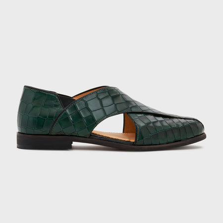 Peshauri 2.0 | Forest Green Croco Leather