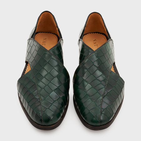 Peshauri 2.0 | Forest Green Croco Leather