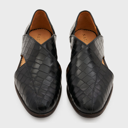 Peshauri 2.0 | Midnight Black Croco Leather
