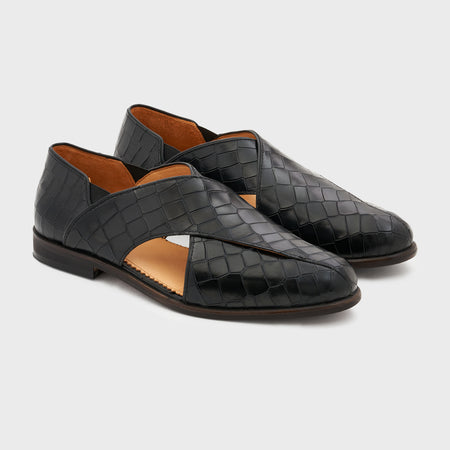 Peshauri 2.0 | Midnight Black Croco Leather