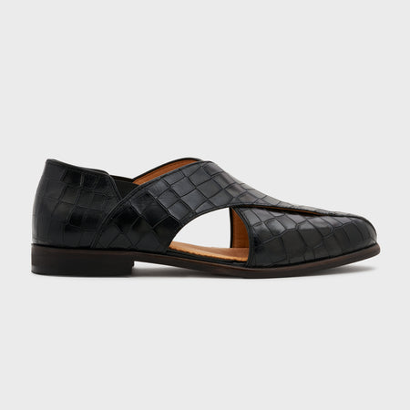 Peshauri 2.0 | Midnight Black Croco Leather