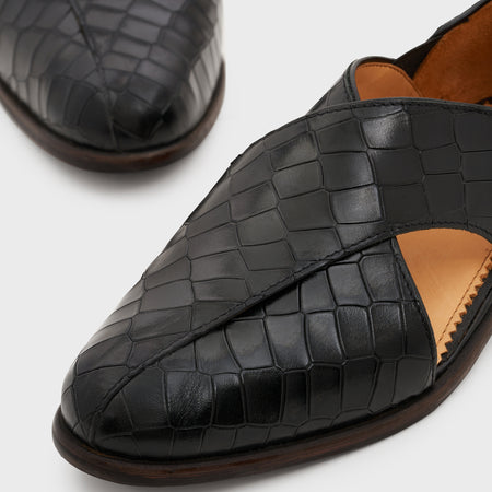 Peshauri 2.0 | Midnight Black Croco Leather