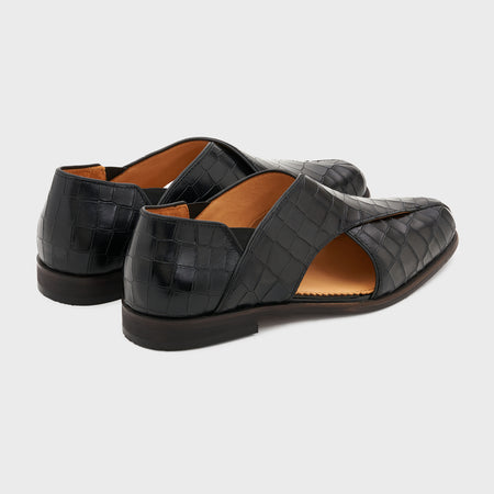 Peshauri 2.0 | Midnight Black Croco Leather