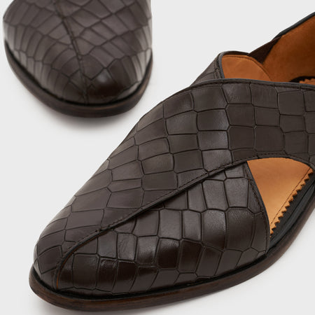 Peshauri 2.0 | Wood Brown Croco Leather