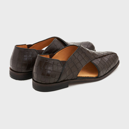 Peshauri 2.0 | Wood Brown Croco Leather