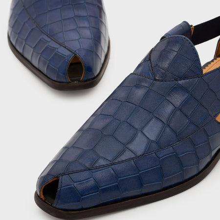 Peshauri | Galaxy Blue Croco Leather