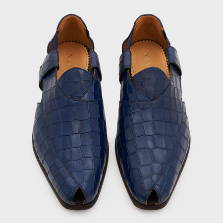 Peshauri | Galaxy Blue Croco Leather