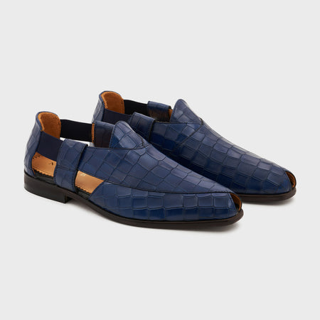 Peshauri | Galaxy Blue Croco Leather