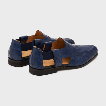 Peshauri | Galaxy Blue Croco Leather