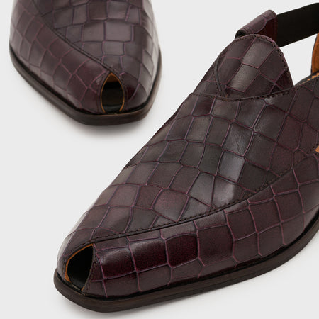 Peshauri | Deep Wine Croco Leather