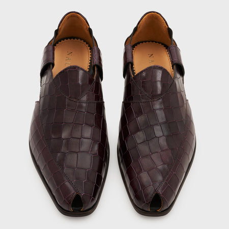 Peshauri | Deep Wine Croco Leather