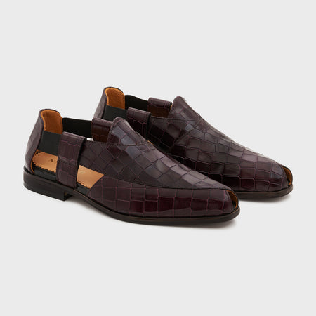 Peshauri | Deep Wine Croco Leather