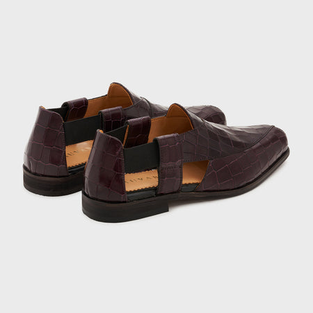Peshauri | Deep Wine Croco Leather